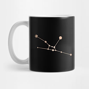 Taurus Zodiac Constellation in Rose Gold - Black Mug